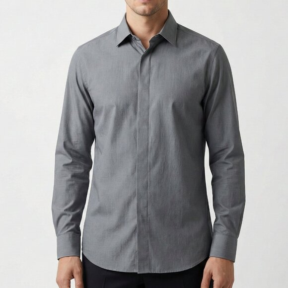 Ermenegildo Zegna Other - Ermenegildo Zegna Silk Cotton Hidden Placket Grey Shirt 41 / 16